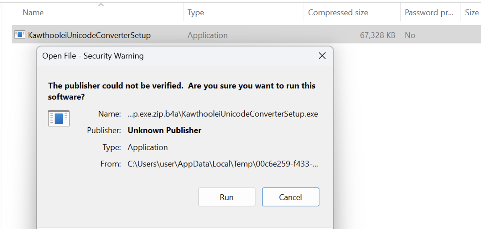 Installer warning